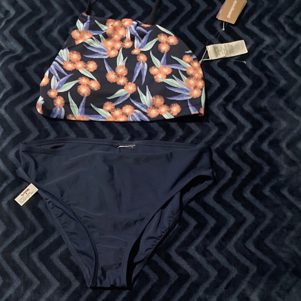 Floral Navy Two-Piece Swim Set - Floral Top patagonia & Navy Bottom generic bran